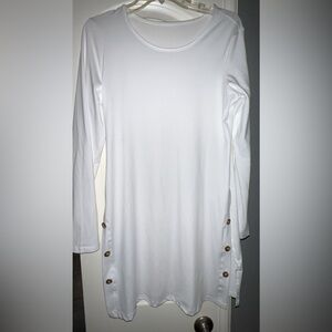 White  Button-Accent Knit Tunic - Women - L